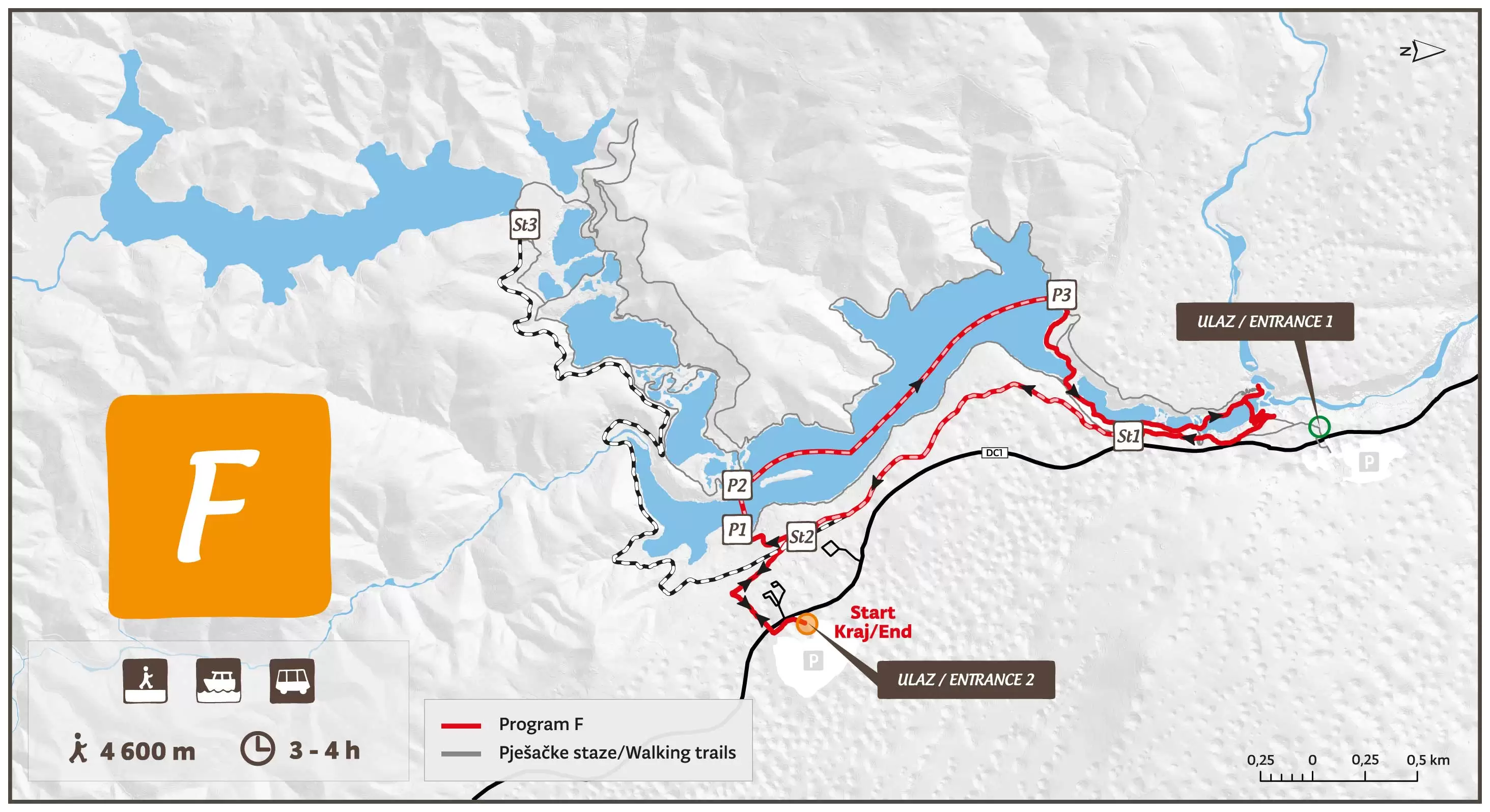 Plitvice Lakes National Park official Program F map/十六湖國家公園官方 Program F 路線圖